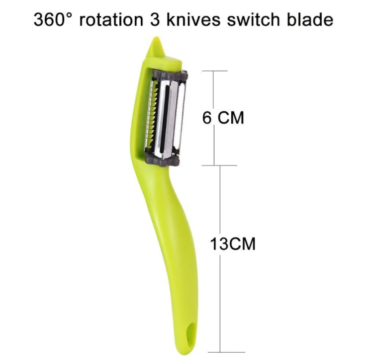Easy to Hold Rotatable Green 3 in 1 Peeler with Standard, Serrated and  Peeler for Vegetable, Carrot and Fruit.