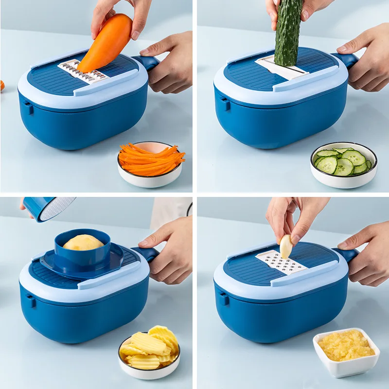 11 in 1 Multifunctional Vegetable Slicer Household Potato Chip Peeler Radish Grater Kitchen Tool Fruit Cutter Basket Accessories