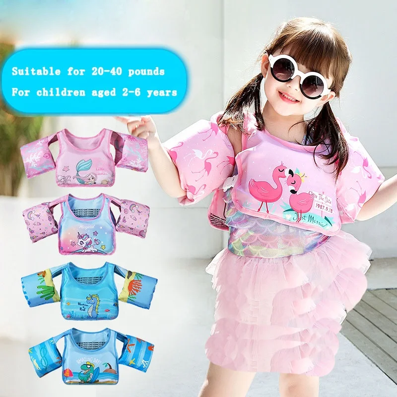Children Float Inflatable Swimsuit Floating Baby Swimming Arm Ring Blue pink