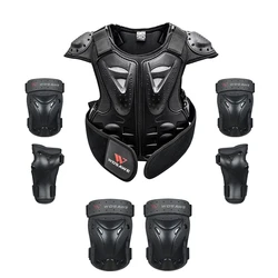 WOSAWE Children Vest Armor Kids Motocross Skateboarding Jacket Chest Spine Protection Gear Shoulder Elbow Knee Guard Safety Kits