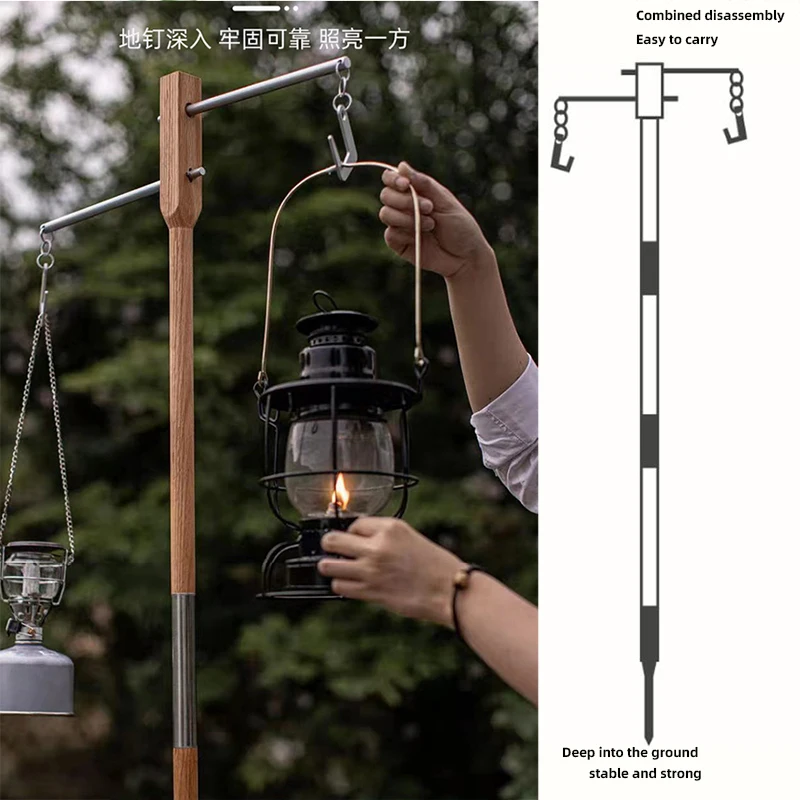 Iron Black Paint Lamp Camping Light Lantern Stand Lightweight Light Poles accessory