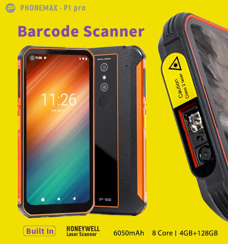 
Phonemax smartphone rugged wifi barcode scanner IP68 waterproof mobile phone 6050mAh battery cellphone 