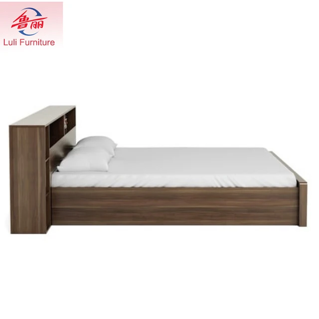 white wooden double bed with drawers