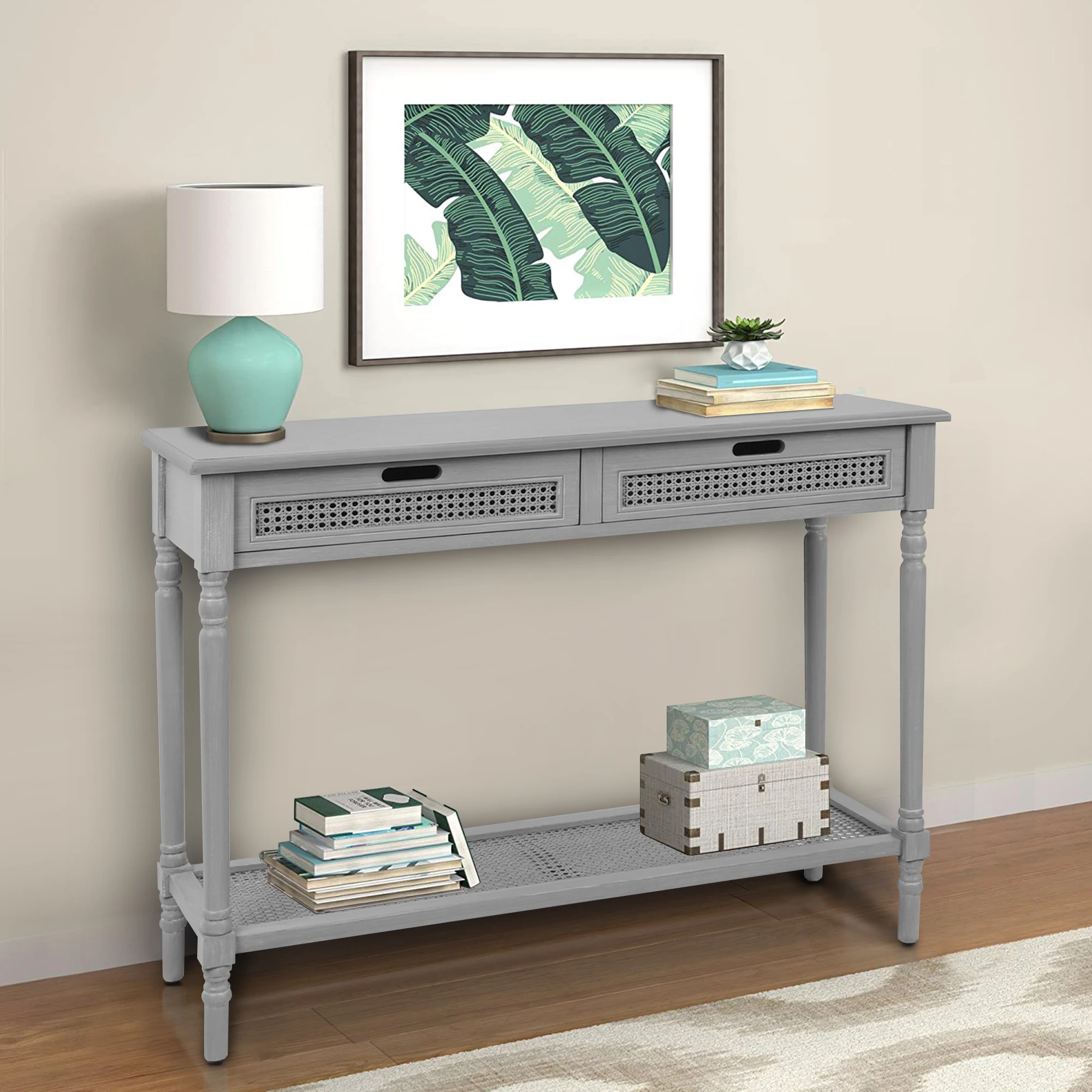 Европейский боковой столик в стиле ретро с выдвижным ящиком, нижняя книжная полка, консольный стол