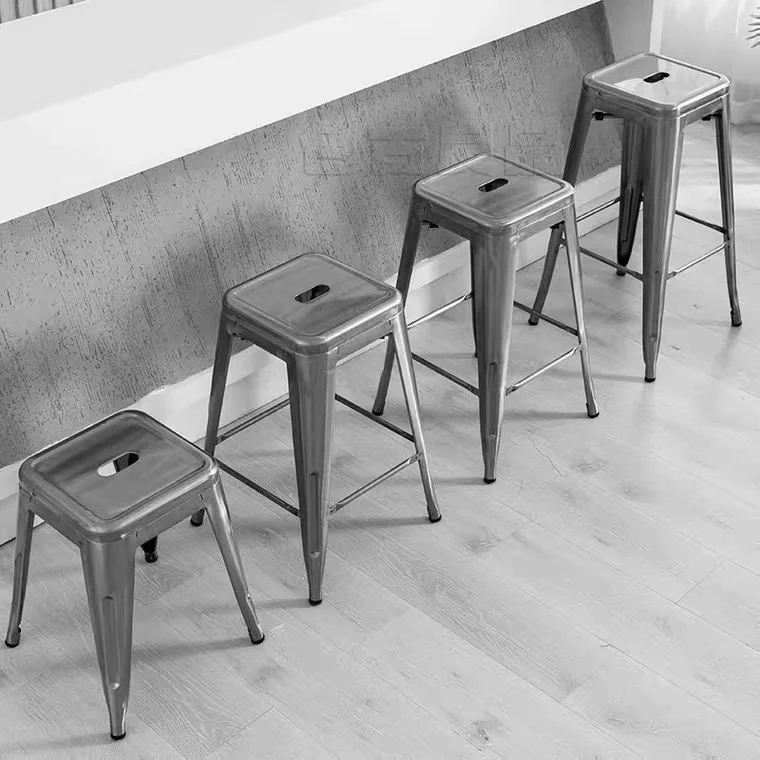K&B wholesale high quality industrial black stackable metal bar stool chair kitchen bar stools