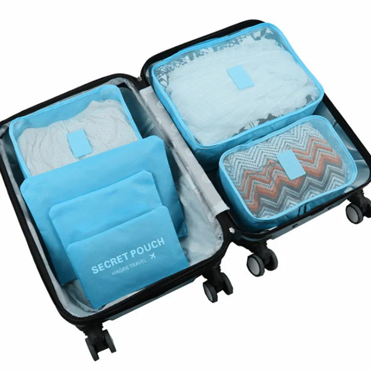 Low Moq Fashion 6 Pcs Compression Luggage Organizers Travel Bag Personal Packing Cubes Wholesale Travel Bag Organizer
