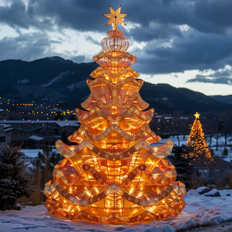 Wholesale Outdoor Waterproof LED Lighted Holiday Event Conical Christmas tree motif light