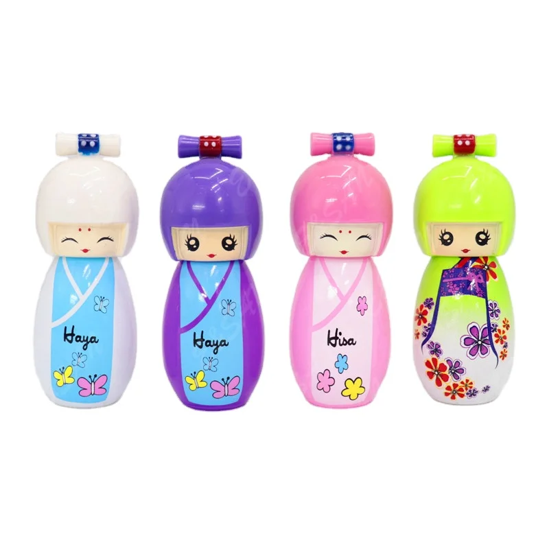 PT081A 20ML Wholesale Colored Kawaii Kimono Dolls Shape Empty Glass Refill Empty Perfume Atomizer Spray Bottle
