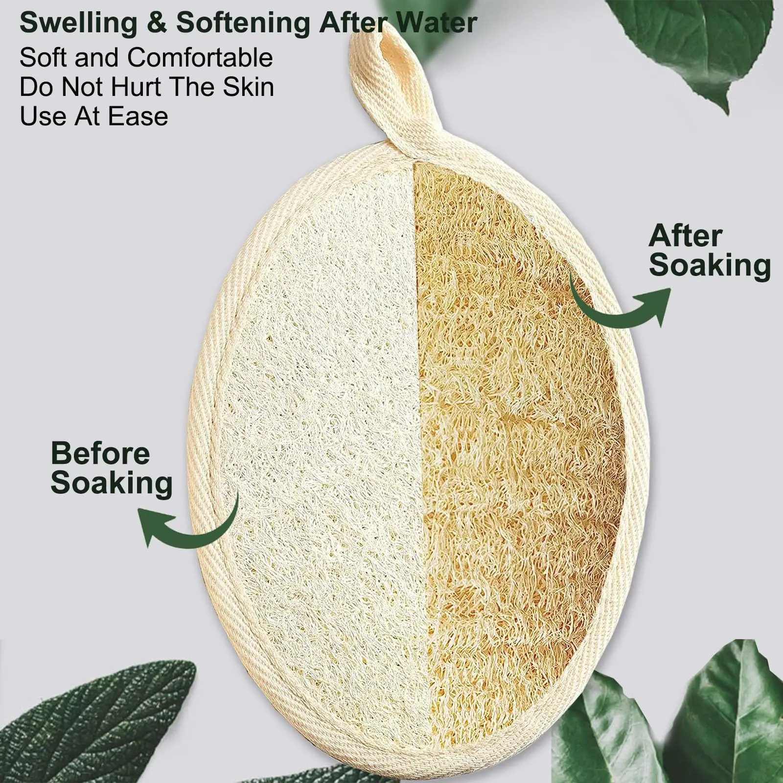 Lalasis 100% organic natural oval shape exfoliating loofah pad hemp bath sponge pads