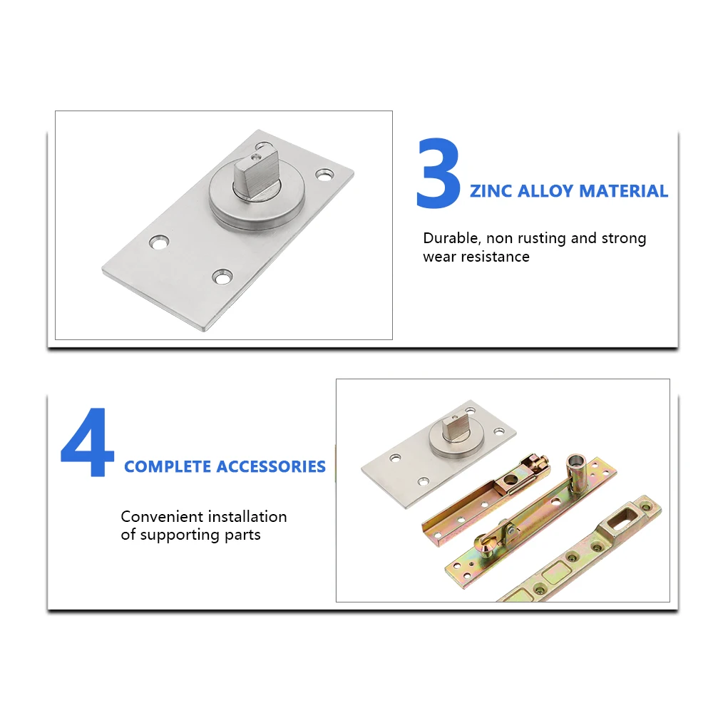 Door Pivot Hinges 180 Degree Shaft 201 304 Stainless Steel Pivot Hinge System Heavy Duty Hinges for Wooden Doors