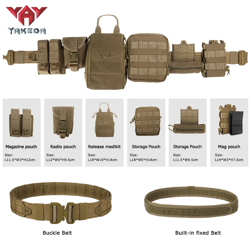 YAKEDA Multifunctional Tactical Belt Set Quick Release Tactico Belts for Training and Security for Personal Defense Equipment