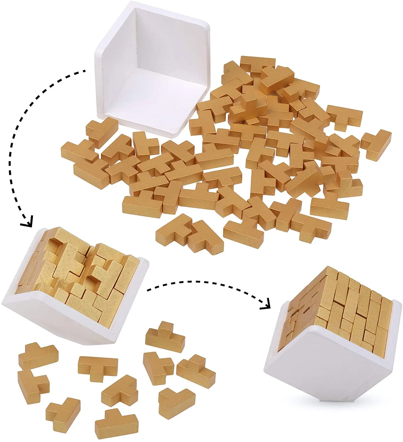 Wooden Brain Teaser Puzzles Wooden Blocks 3D Montessori Toys Intelligence Puzzle Educational Block Games For Kids And Adults