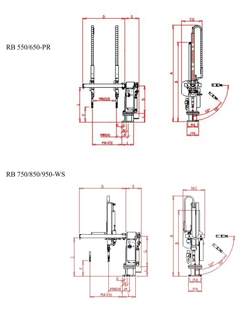 RB950-WS Industrial Manipulator Payload 3kg Handling Robot Arm For injection machine with low price Cost-Effective