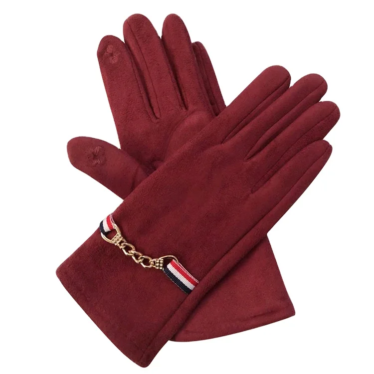 
Suede cold and warm female winter cute Korean sweet touch screen gloves thick winter gloves 