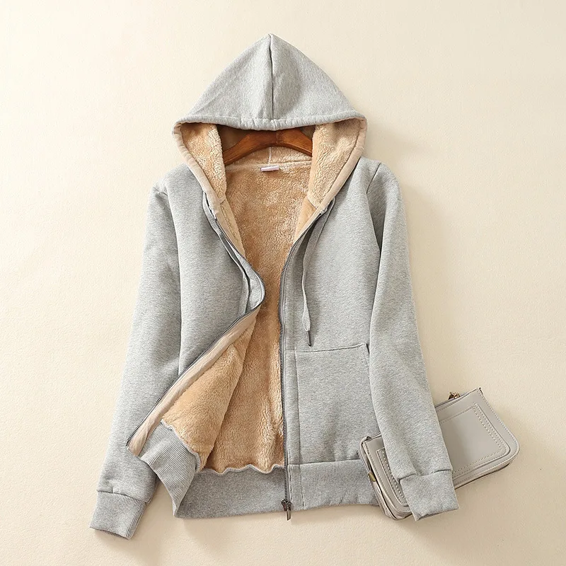 HG233f China Factory Customise Mens Winter Heavy Weight Zip Up Double Layered Sherpa Fleece Lined Thick Hoodies Custom Design