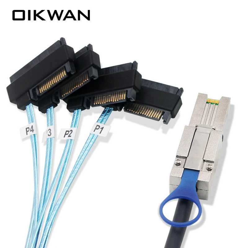 External MiniSAS 8088 to 4*8482+15 Power supply integrated 2m Cable High-Speed Data Transfer Cable for Computers