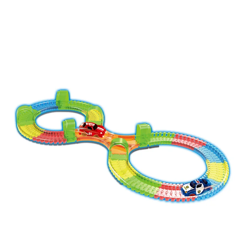 Luminous track toy set DIY assembly plastic slot toy with electric car educational track glow in the dark