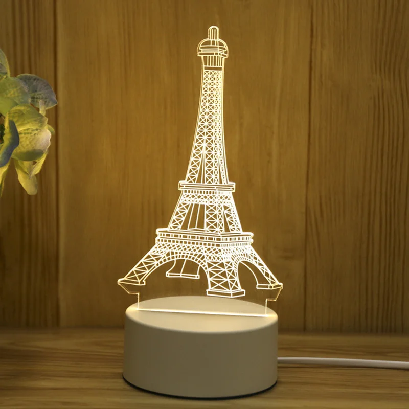 Personalized Cute Mushroom Moon Acrylic USB Plug In Night Light Base 3D Illusion LED Night Lights For Kids