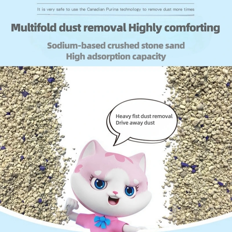 Hot sales odorless, high-quality bentonite cat litter with multi-level dust control for a clean and dust-free environment.