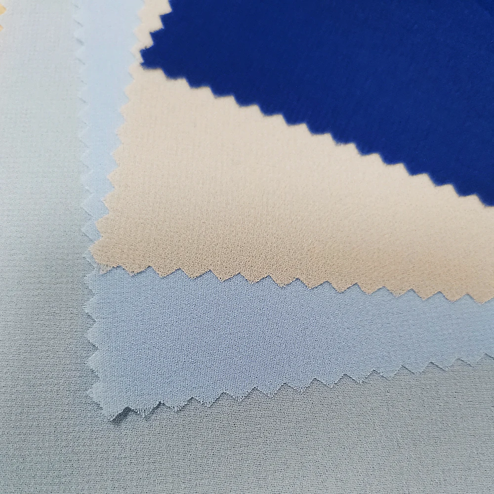 plain 75D 96GSM Recycle PET linen soft pleasantly cool 100% recycle pearl chiffon crepe fabric