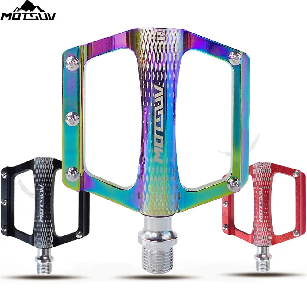 Motsuv Bicycle Pedals Ultralight Aluminum Alloy Colorful Hollow Anti-Skid Ud Bearing Mtb Bike Accessories Mtb Foot Peilin Pedals