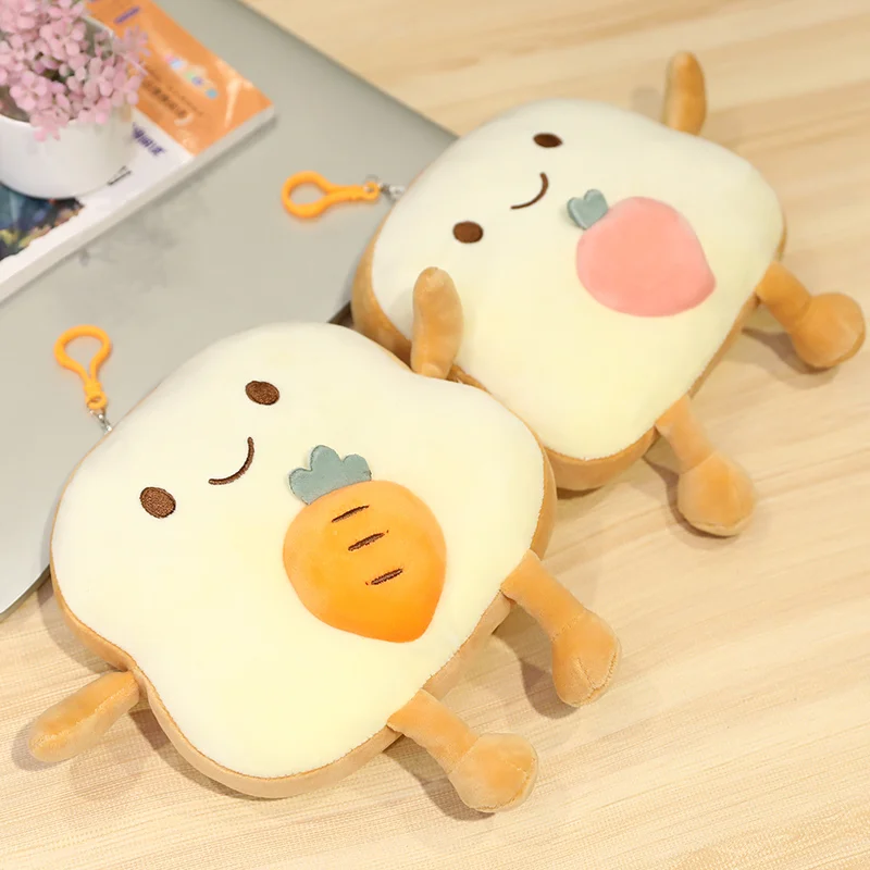 Cute Toast Bread Plush Toy Creative Plush Food Small Pendant Cartoon Animal Plush Sofa Pillow Gifts for Kids