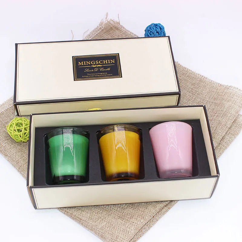 Factory price aroma candle glass candle gift box with a ribbon bow