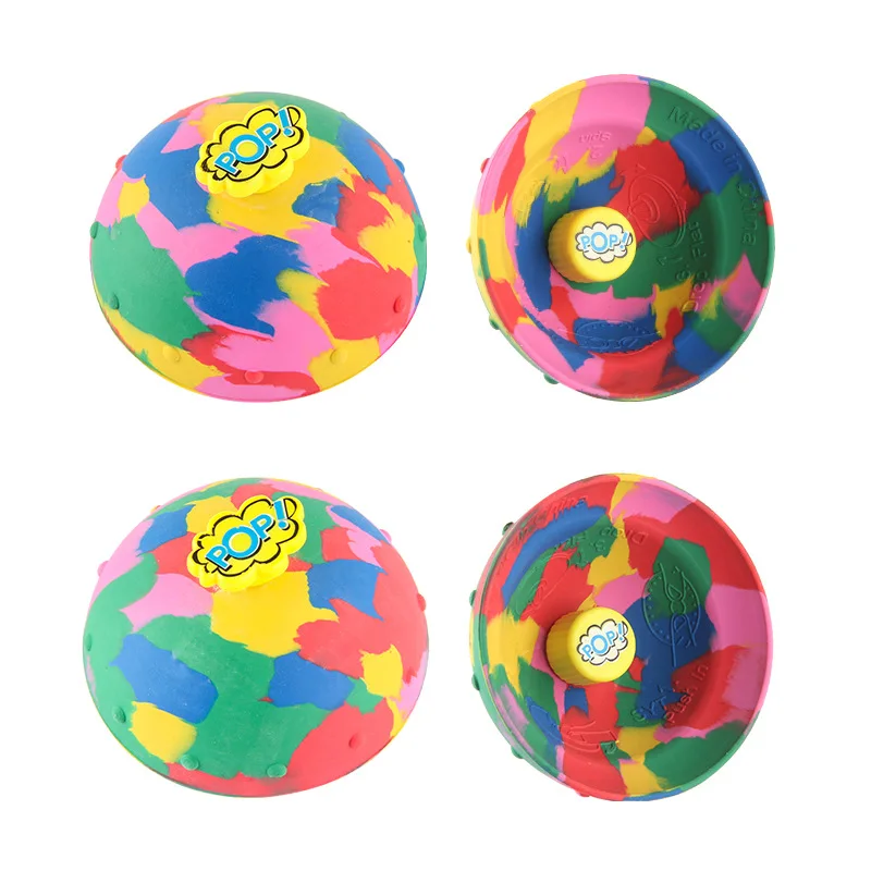 Hop Pops Toys Rubber Colourful Camouflage Bounce Bowl Spinning Top Jumping Half Bouncing Ball