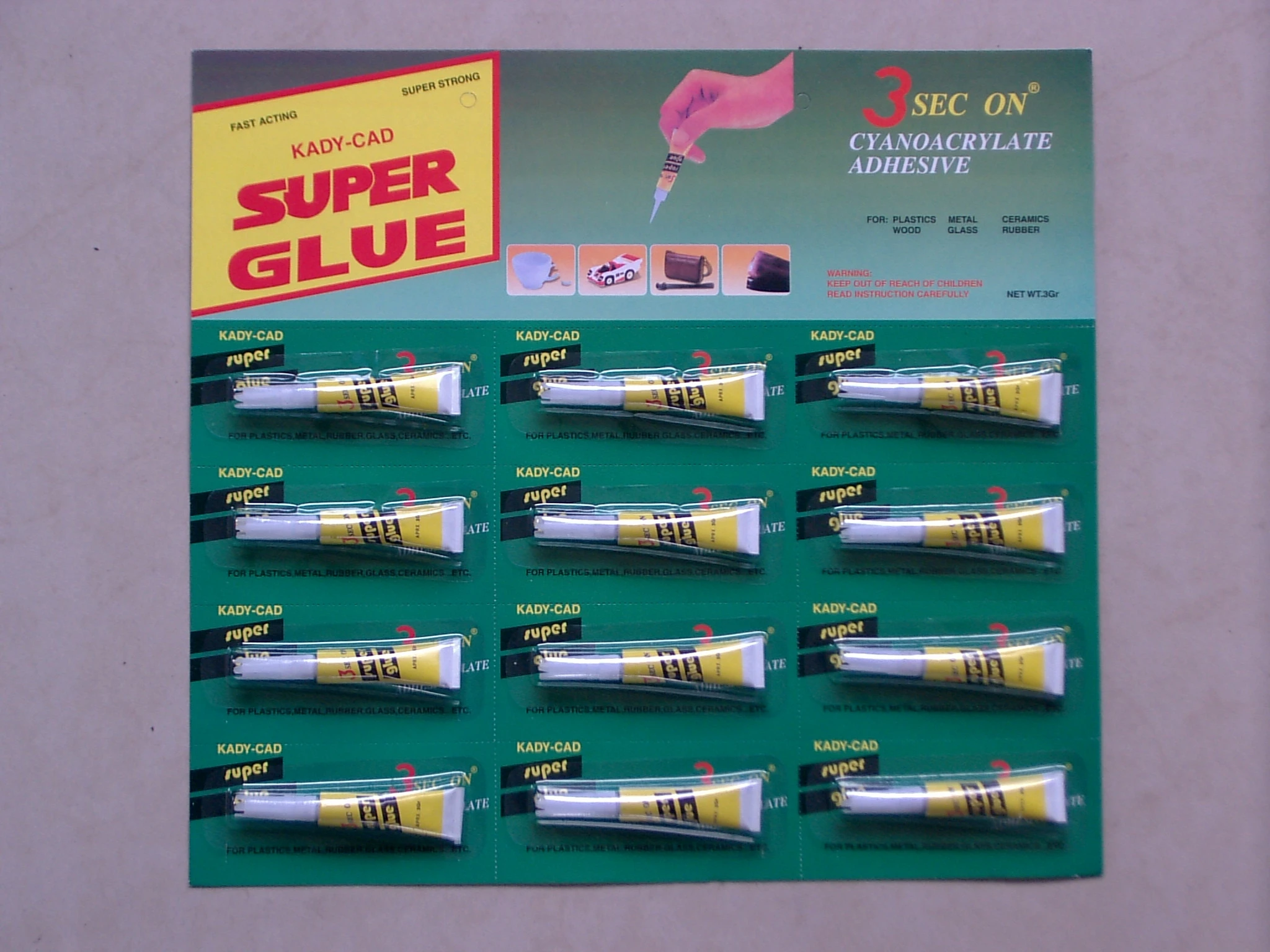 Универсальный супер клей на 3 секунды, супер клей с зеленой картой