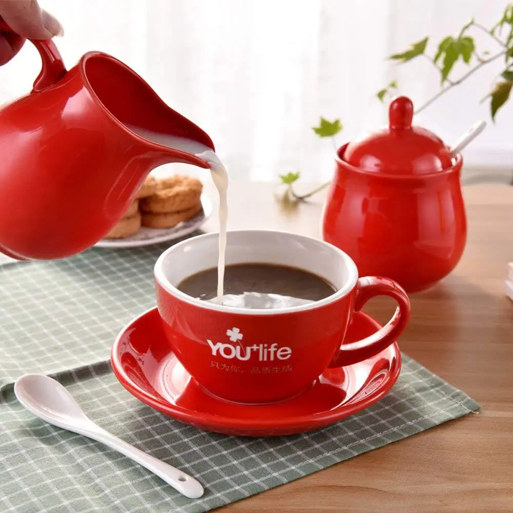 Керамическая сахарница, керамический цветной набор для сливок и сахара с крышкой, набор для сервировки кофе, 12 унций, кувшин для крема, сахарная банка