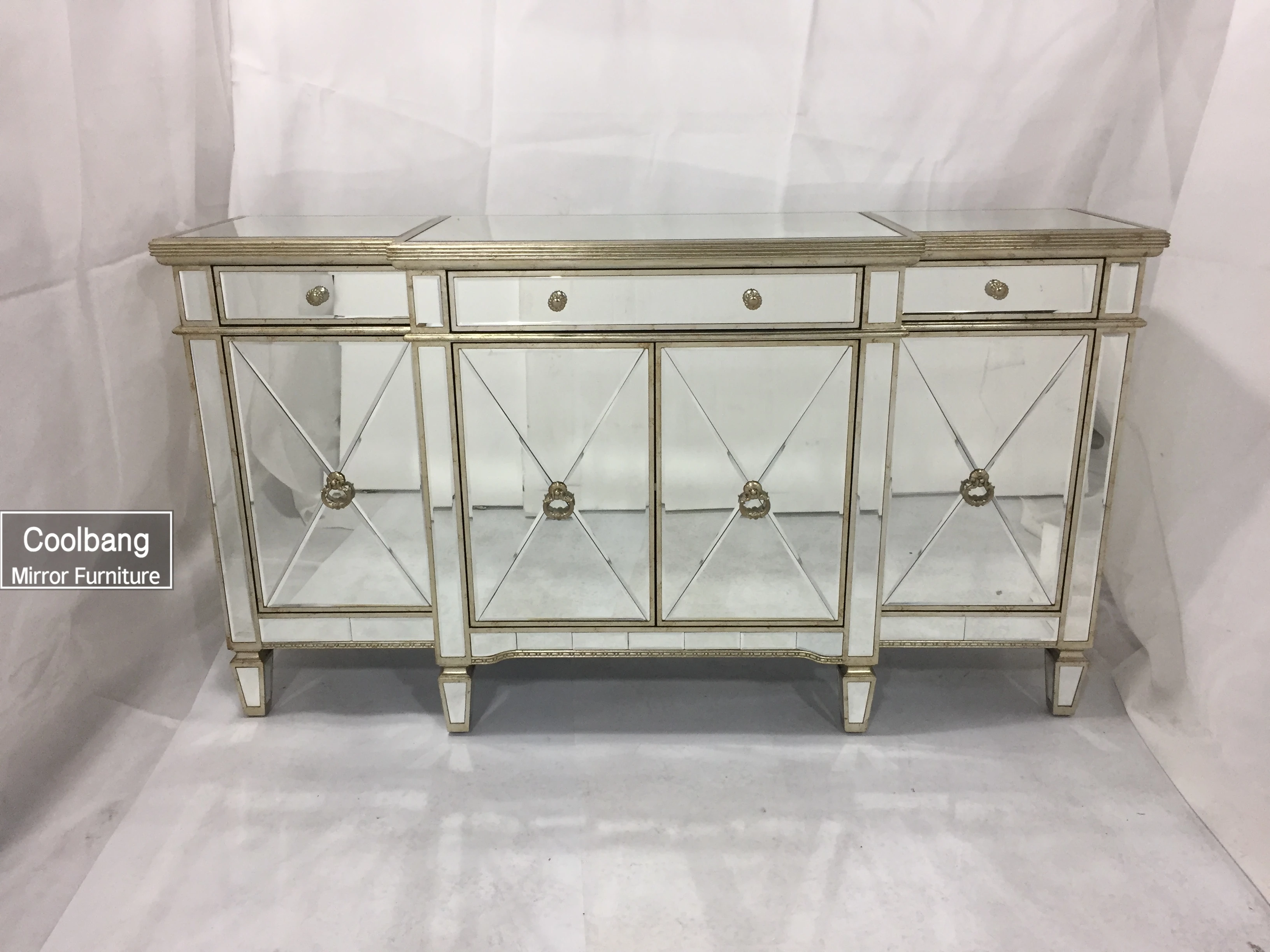 Coolbang CBM032 antique mirrored buffet table with drawers