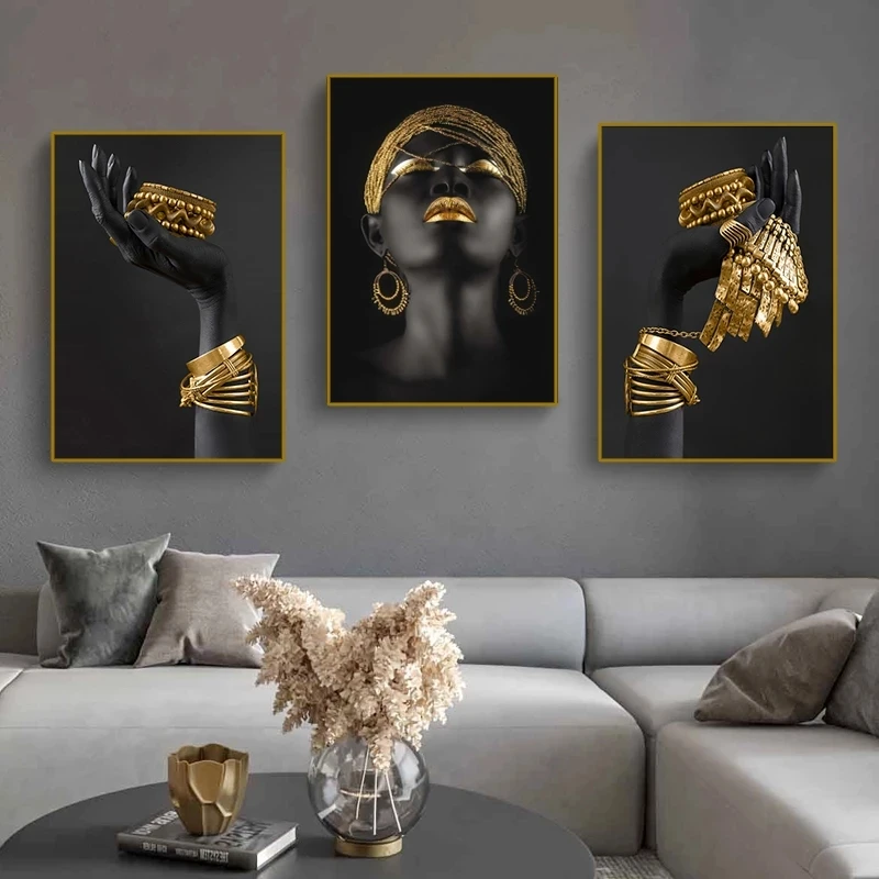 Home Decor Crystal Porcelain Black Women Wall Art African Woman Art Painting