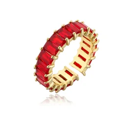 Fashion Eight Color Geometry Rainbow Engagement Ring Women Colorful c Zircon 18k Gold Plated Rings