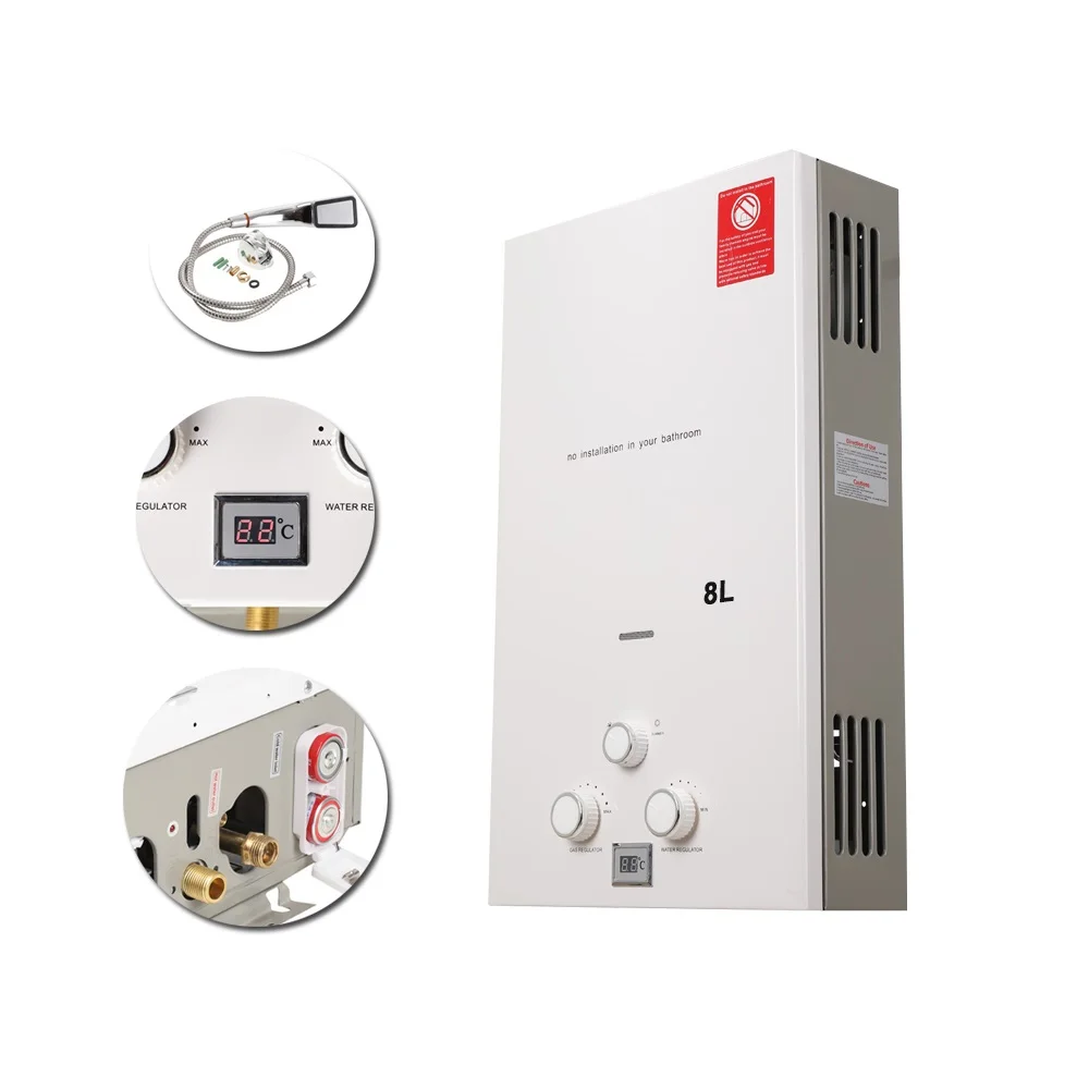 Wholesale 8L 2.11 GPM Wall Mounted Rotary Knob Portable Tankless Instant Propane Gas Water Heater Boiler