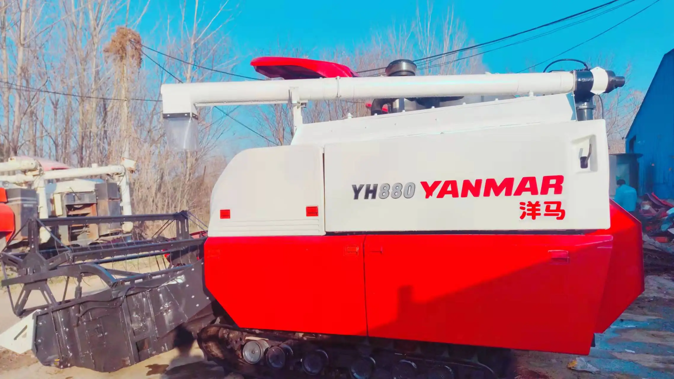 low price Japan YH880 88HP rice wheat used combine harvester