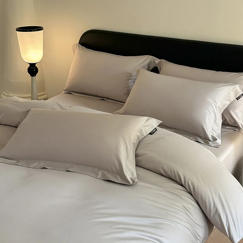 Deeda Factory 100% Cotton 400TC Bedding Set Plain Style Grey Color 4pcs Hotel Quality Pillow Cases and Sheets for Home Use