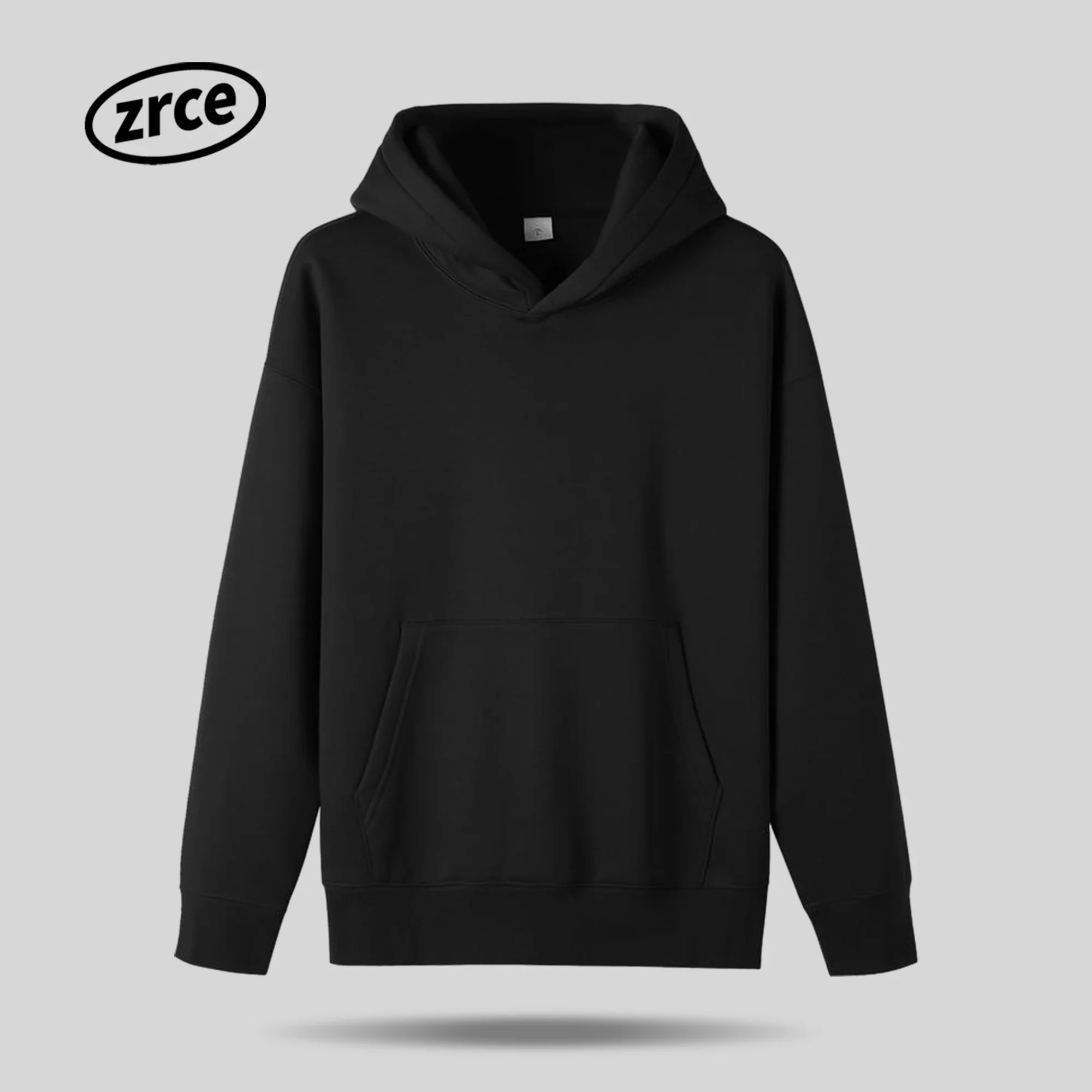Индивидуальные 350 GSM хлопок полиэстер Hoddies унисекс оверсайз тяжелый флисовый простой черный пустой толстовка мужская без шнурков