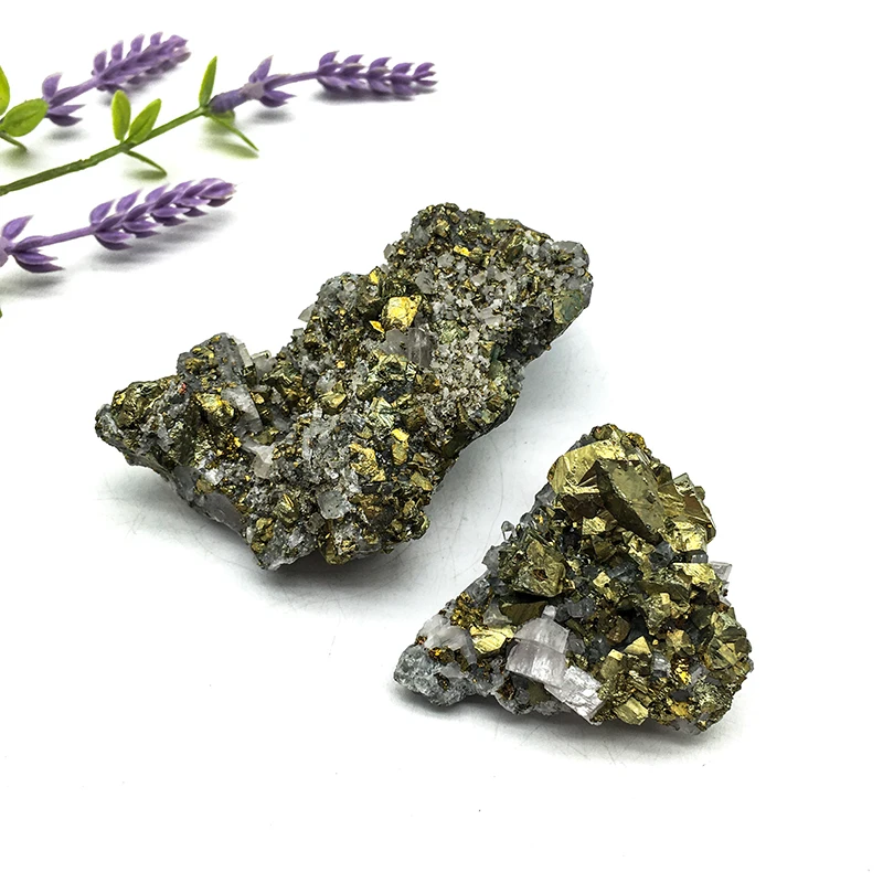 Wholesale Natural calcite pyrite specimen high quality heading crystal Gemstone for decoration  and gifts