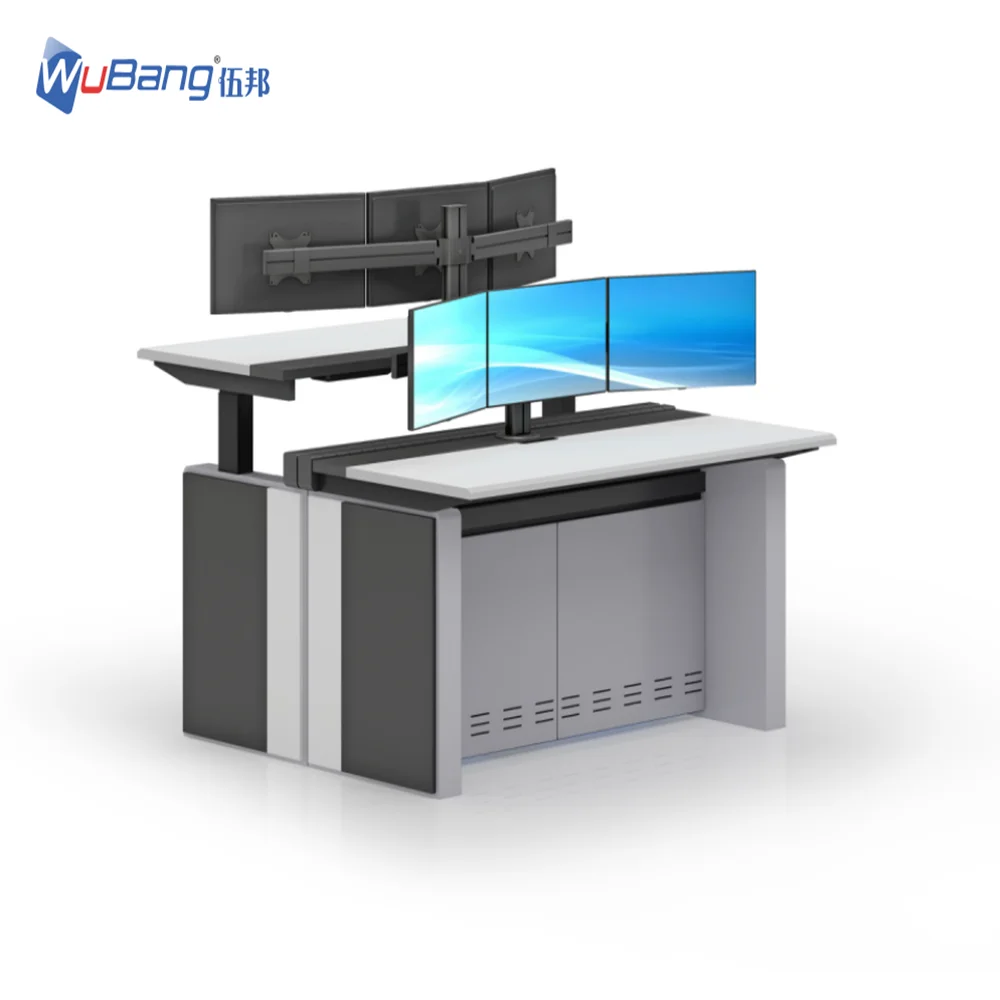 Latest Design Bank Office Furniture Security Control Room Equipment Monitor Operating Ergonomic Workstation Control Room Console