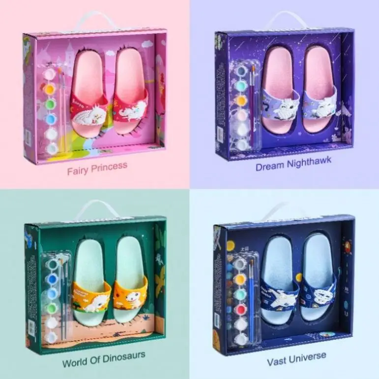 Лидер продаж Нескользящие креативные туфли с рисунком Мультяшные плоские тапочки для девочек из ПВХ оптовая продажа детские «сделай