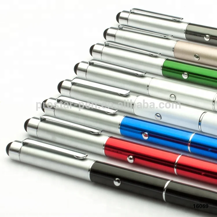 Рекламная Оптовая продажа Новый светодио дный Тип Алюминиевая СВЕТОДИОДНАЯ сенсорная ручка со стилусом и лазерным логотипом