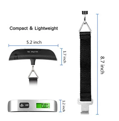 guangdong factory 50kg / 10g electronic travel hanging portable digital weighing scale luggage