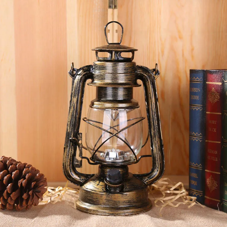 retro AA battery outdoor picnic tent kerosene lamp portable rechargeable compact bright lantern warm white led lamp camping