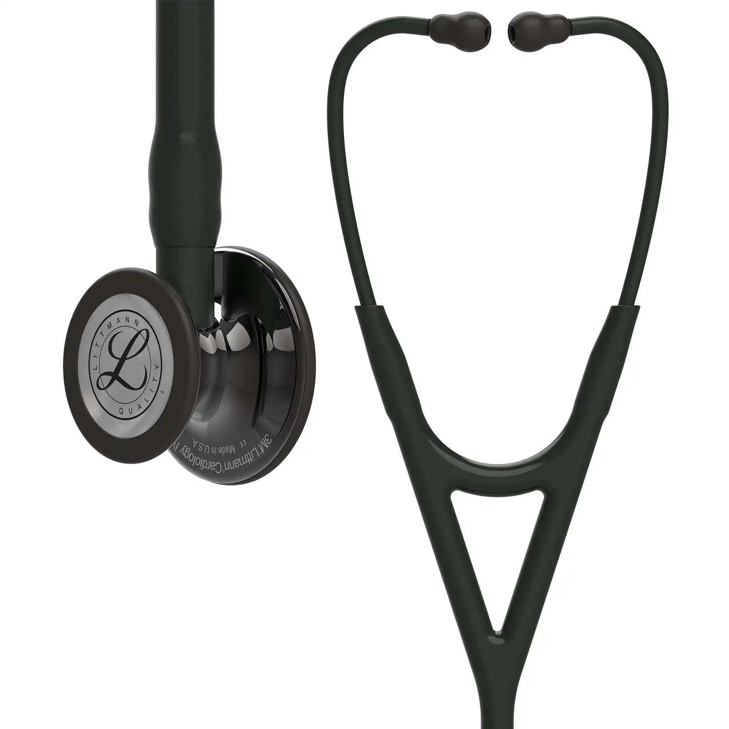 6232  3M Littmann Cardiology IV Diagnostic Stethoscope High Polish Smoke-Finish Black Tube Black Stem and Black Headset 6232
