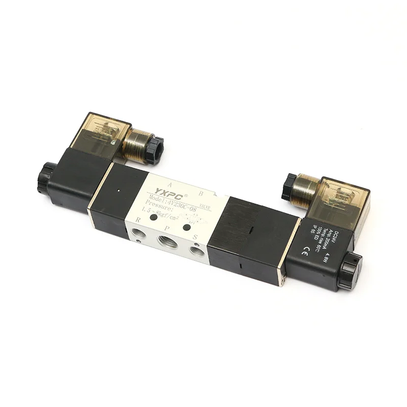 best YXPC Brand 4v series 5 port center closed three position pneumatic 5 ways 4v230-08 double 24 volt 5/3 way solenoid valve