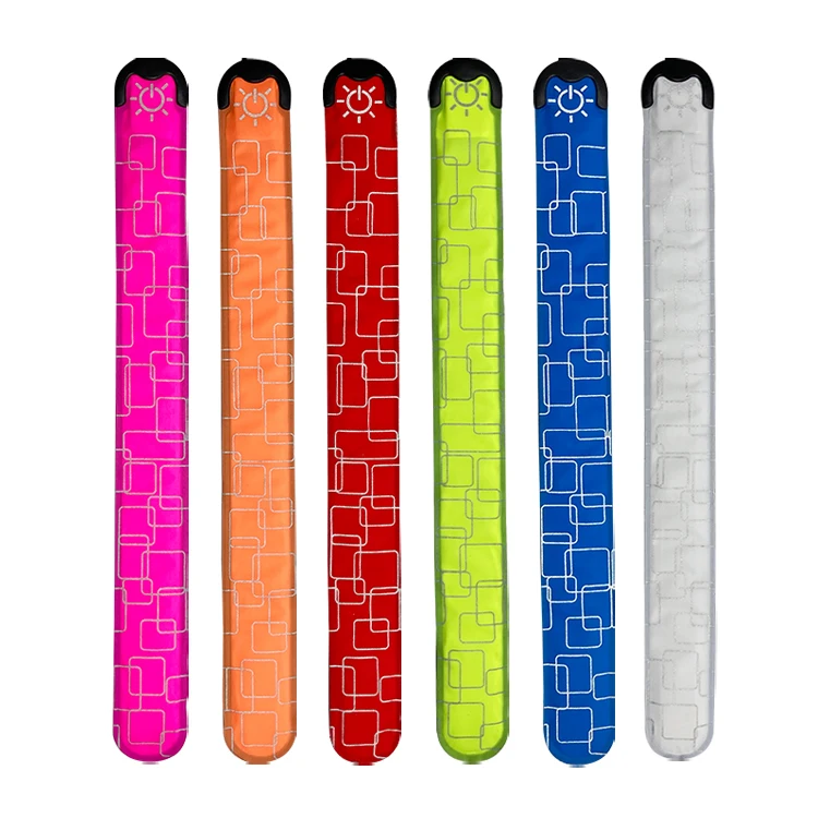 BSCI Factory Audit Custom Brand Logo Night Walking Safety Warning Led Slap Wristband Flashing Band Glow in the dark Sport Band