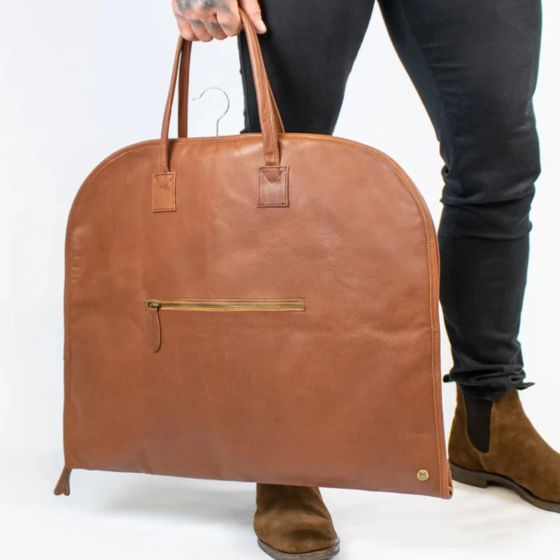 Personalized custom LOGO luxury suit dust cover waterproof PU leather business travel garment bag