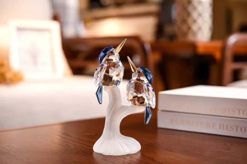 Crystal Kingfisher wedding gift Hotel living room TV wine cabinet soft decoration crystal arts and crafts decoration