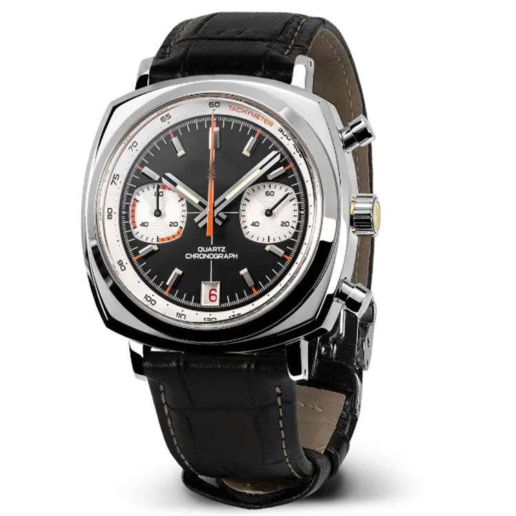 oem men wrist VK64 panda dial Genuine Leather Band chronograph diver watches