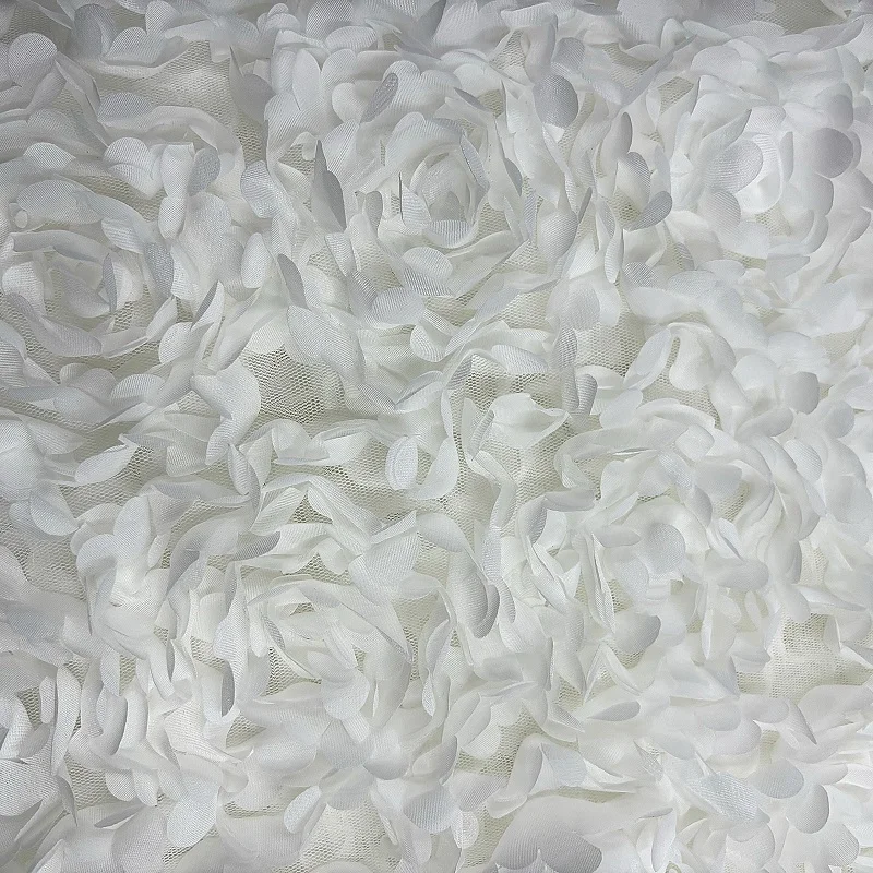 Net lace fabric floral 3D flower embroidered french tulle lace for wedding cloth